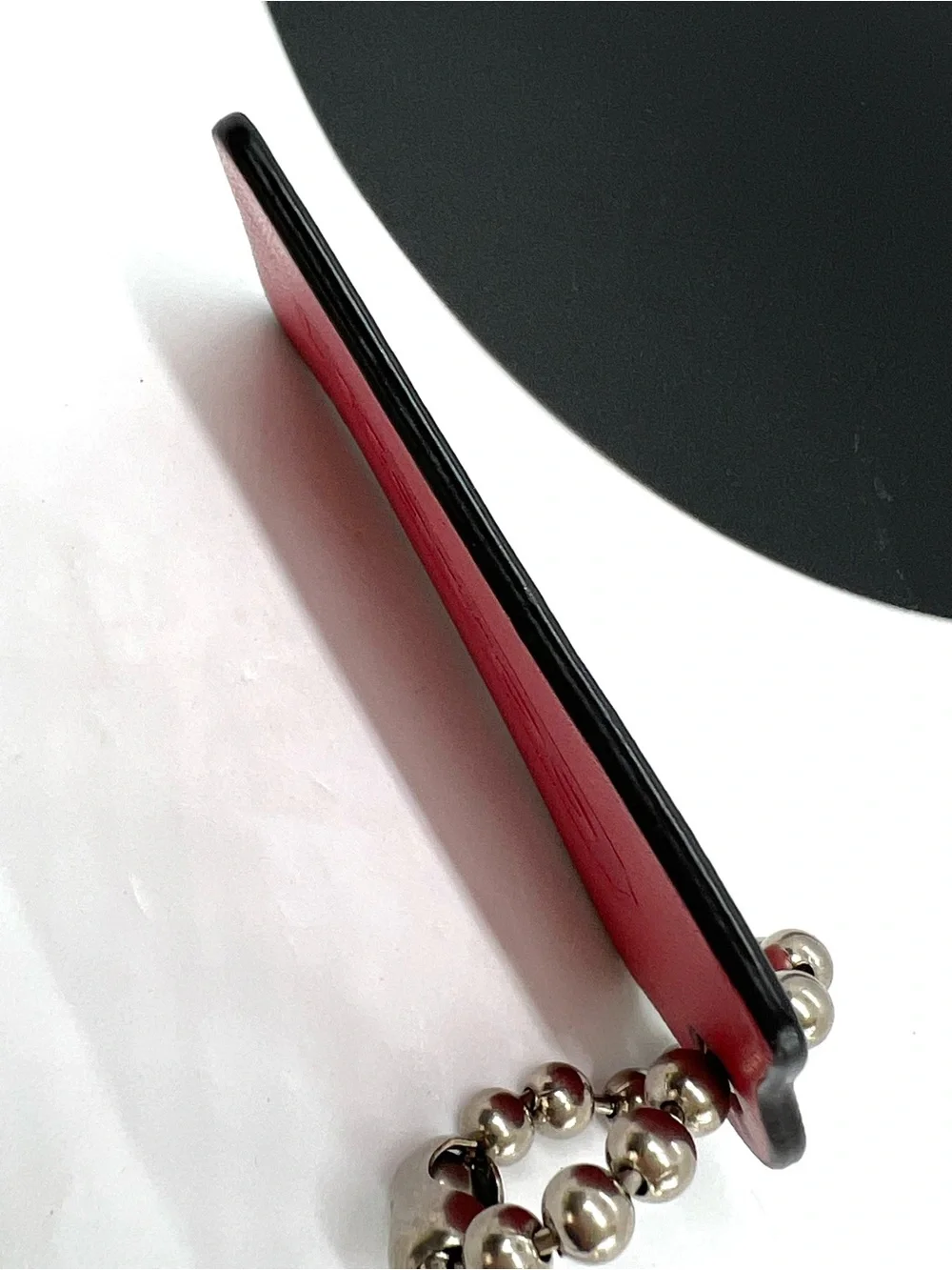 COACH Pink Coral XL 3” Leather Hang Tag Bag Charm Replacement Fob Silver Chain
